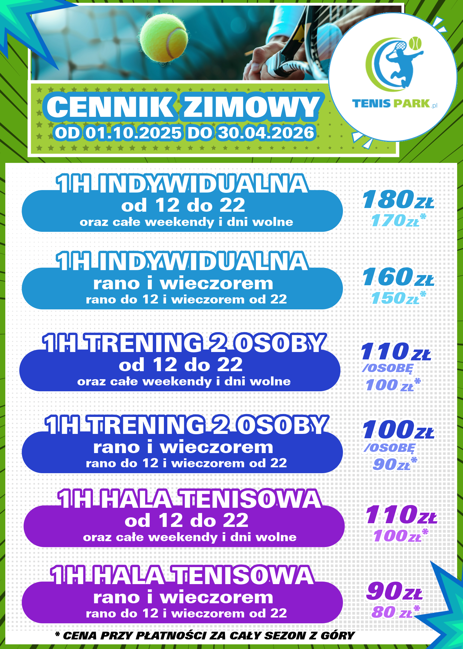 Cennik zimowy 2025/2026